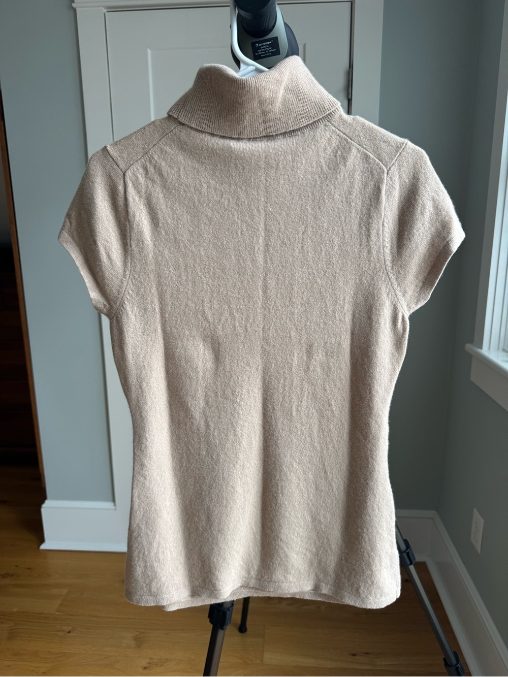 Ann Taylor Cashmere Short-Sleeve Turtleneck Sweater - Tan - Picture 2 of 6